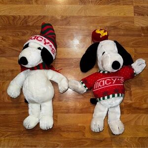 Vtg Snoopy Macy's Knit Scarf Hat 18" Christmas Plush Stuffed Animal 1968 + More